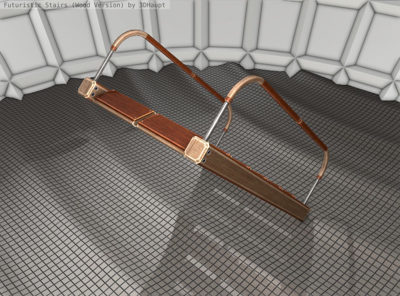 Wood Stairs - Construction Element 19 Low-poly 3D model_4