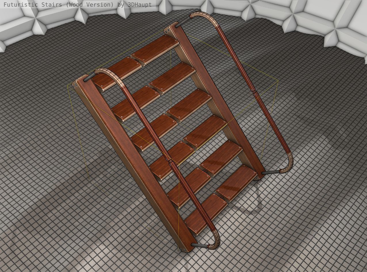 Wood Stairs - Construction Element 19 Low-poly 3D model_19
