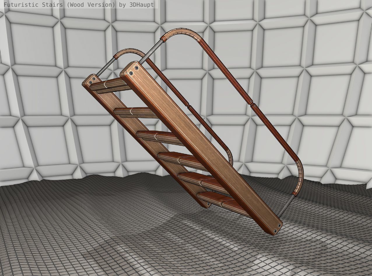 Wood Stairs - Construction Element 19 Low-poly 3D model_12