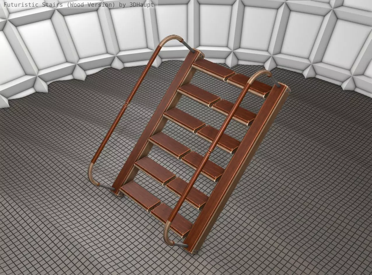 Wood Stairs - Construction Element 19 Low-poly 3D model_0