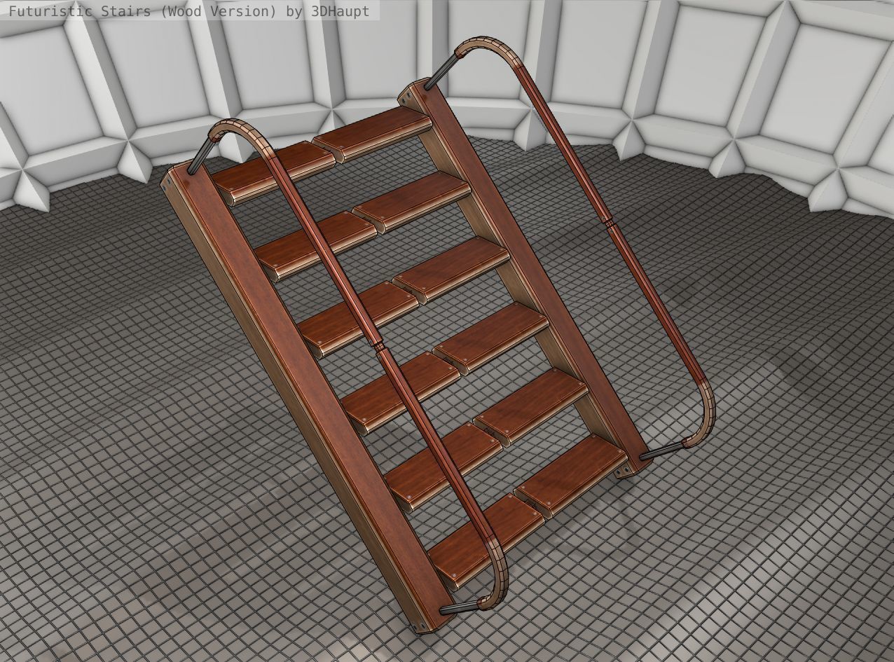 Wood Stairs - Construction Element 19 Low-poly 3D model_6