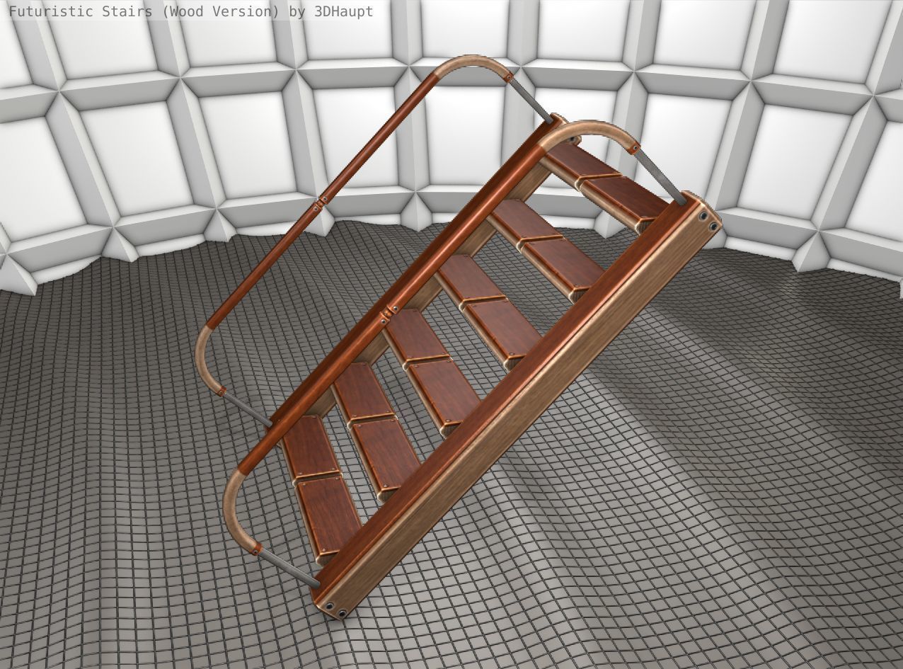 Wood Stairs - Construction Element 19 Low-poly 3D model_24