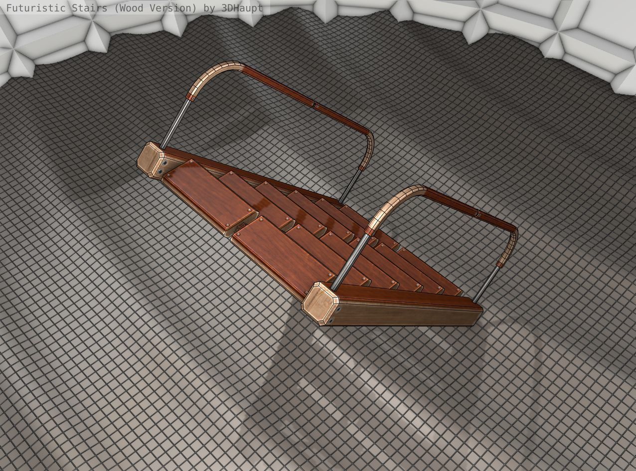Wood Stairs - Construction Element 19 Low-poly 3D model_18