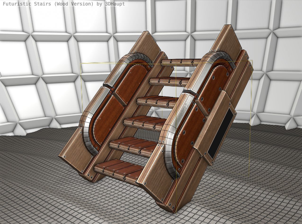Wood Stairs Construction Element 23 Low-poly 3D model_23