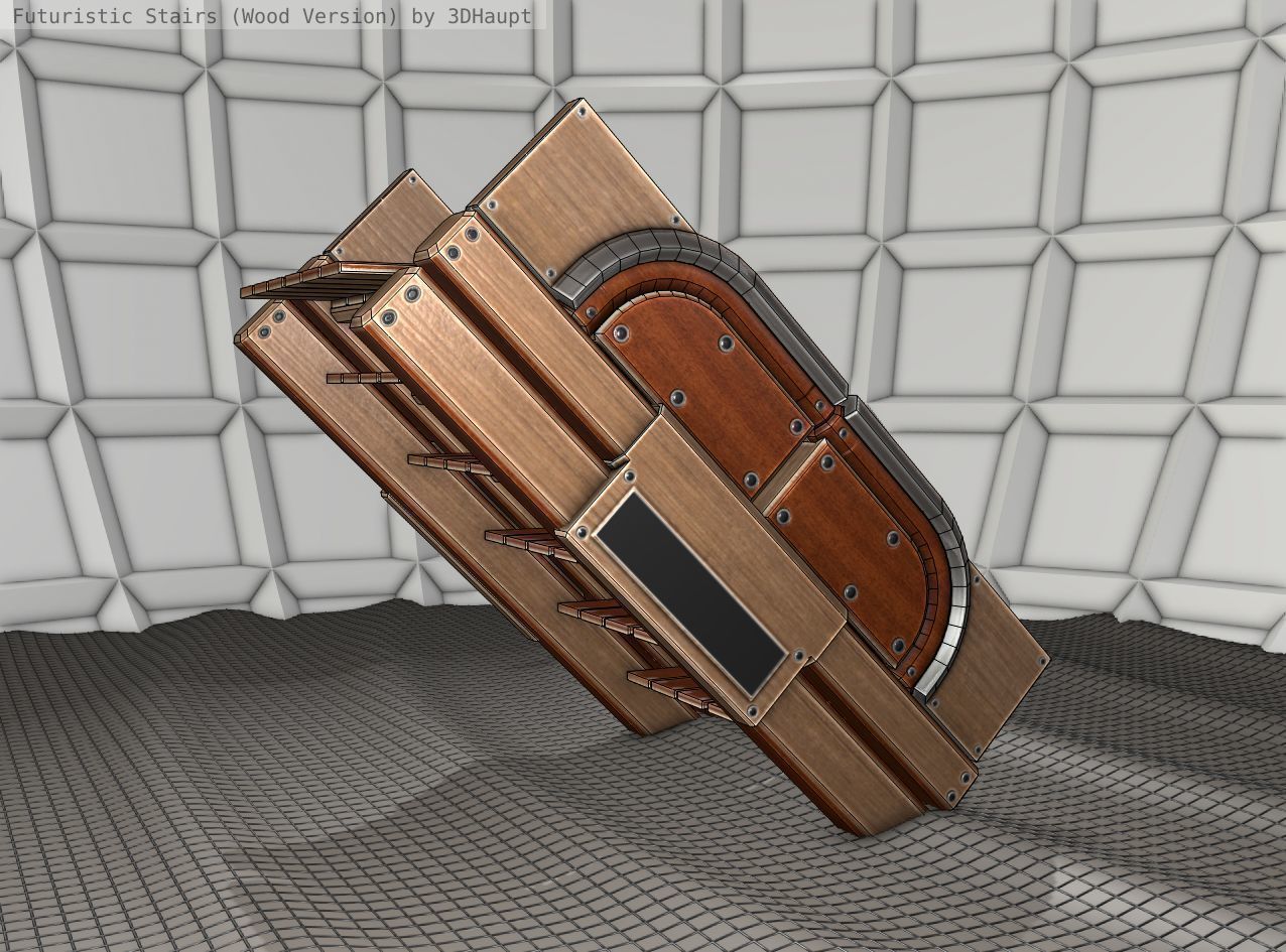 Wood Stairs Construction Element 23 Low-poly 3D model_12