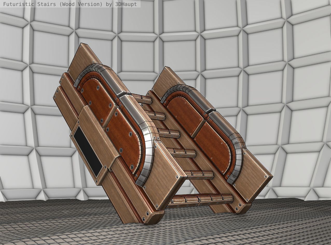 Wood Stairs Construction Element 23 Low-poly 3D model_22