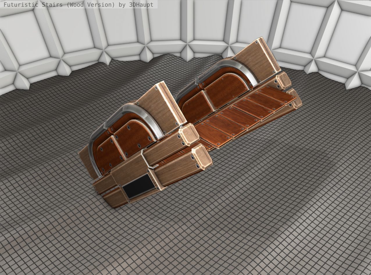 Wood Stairs Construction Element 23 Low-poly 3D model_2