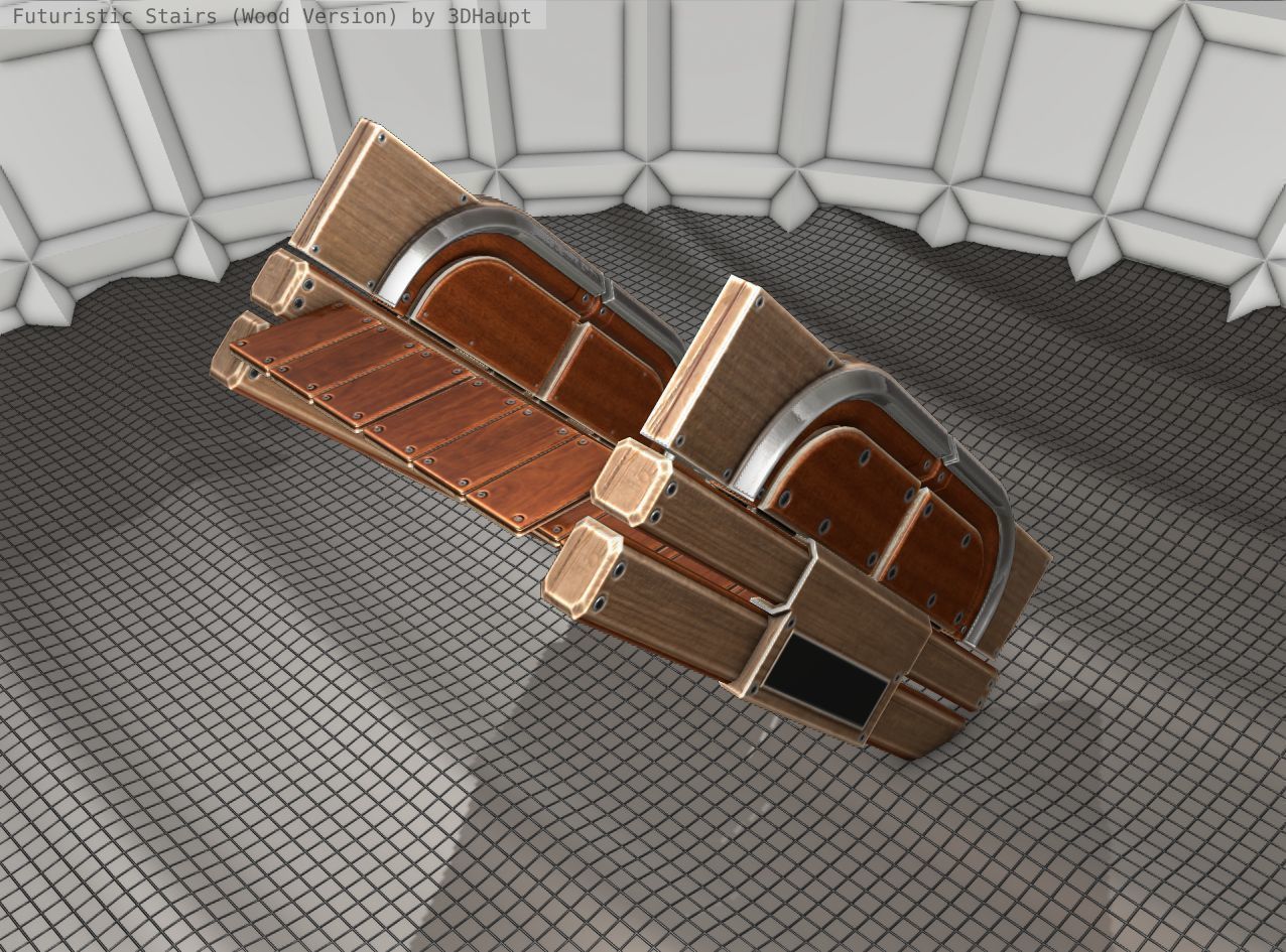 Wood Stairs Construction Element 23 Low-poly 3D model_4