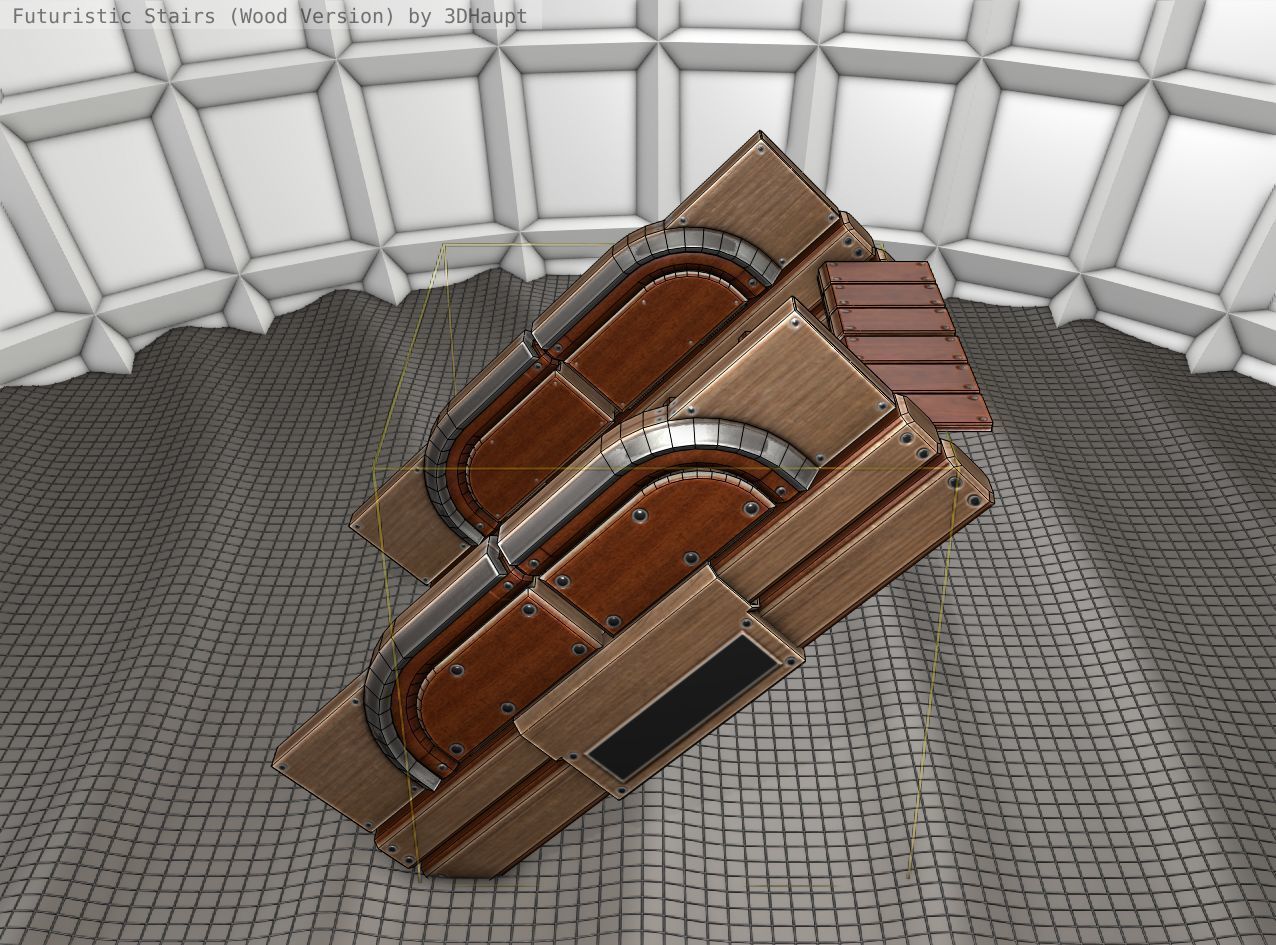 Wood Stairs Construction Element 23 Low-poly 3D model_1