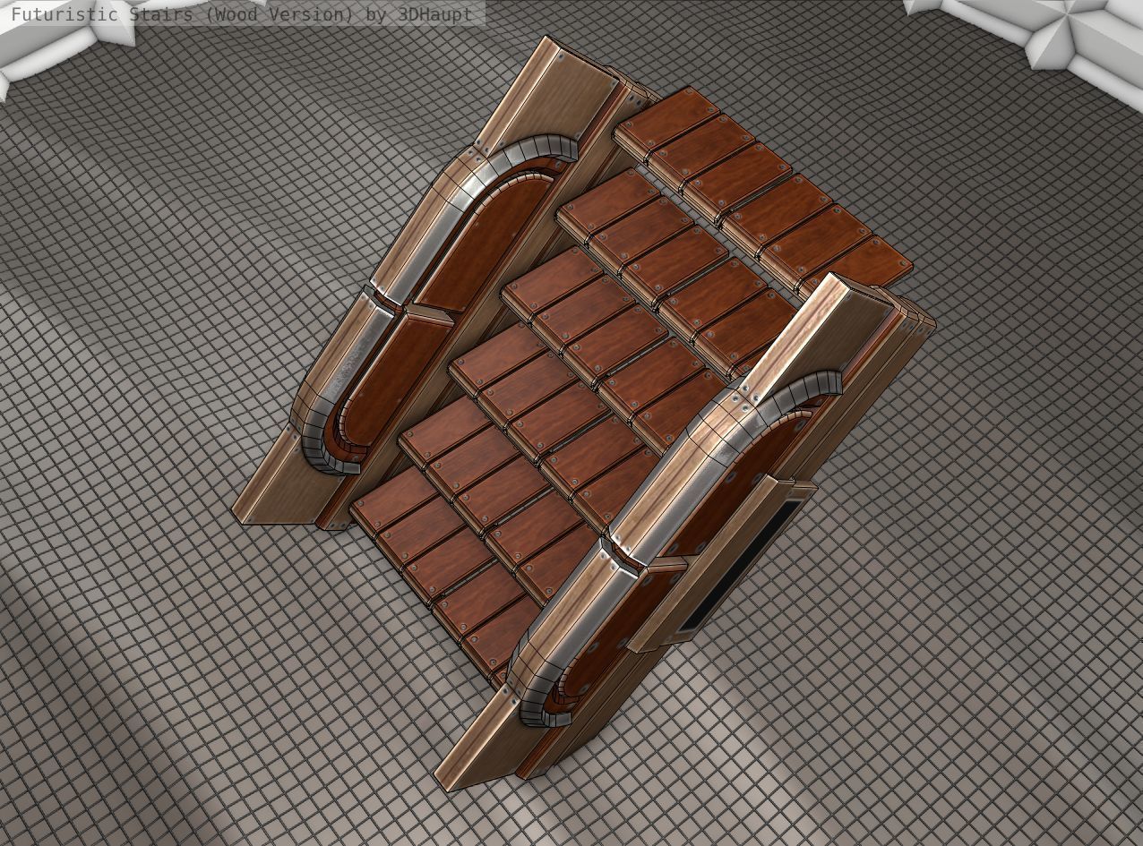 Wood Stairs Construction Element 23 Low-poly 3D model_16