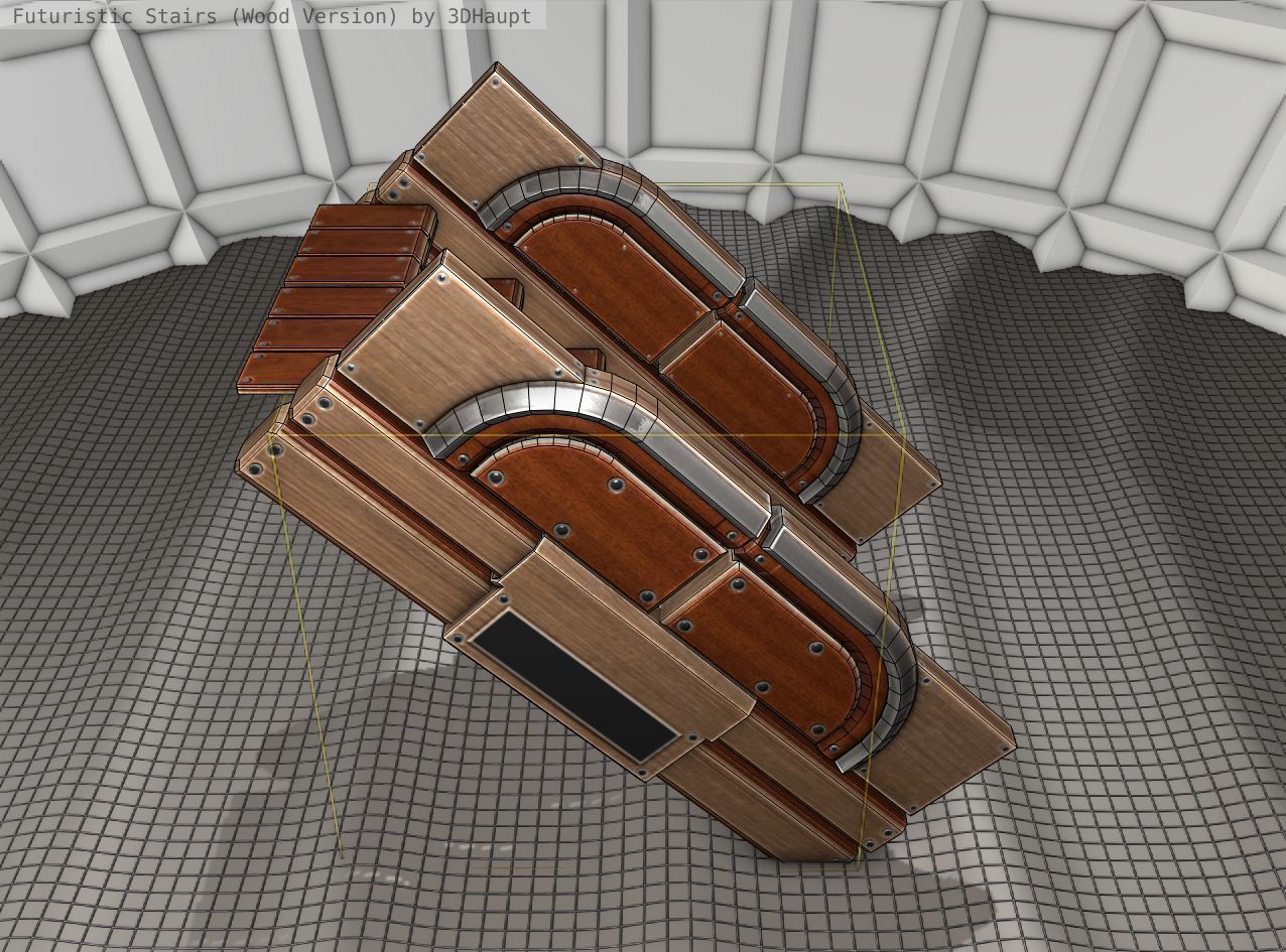 Wood Stairs Construction Element 23 Low-poly 3D model_5