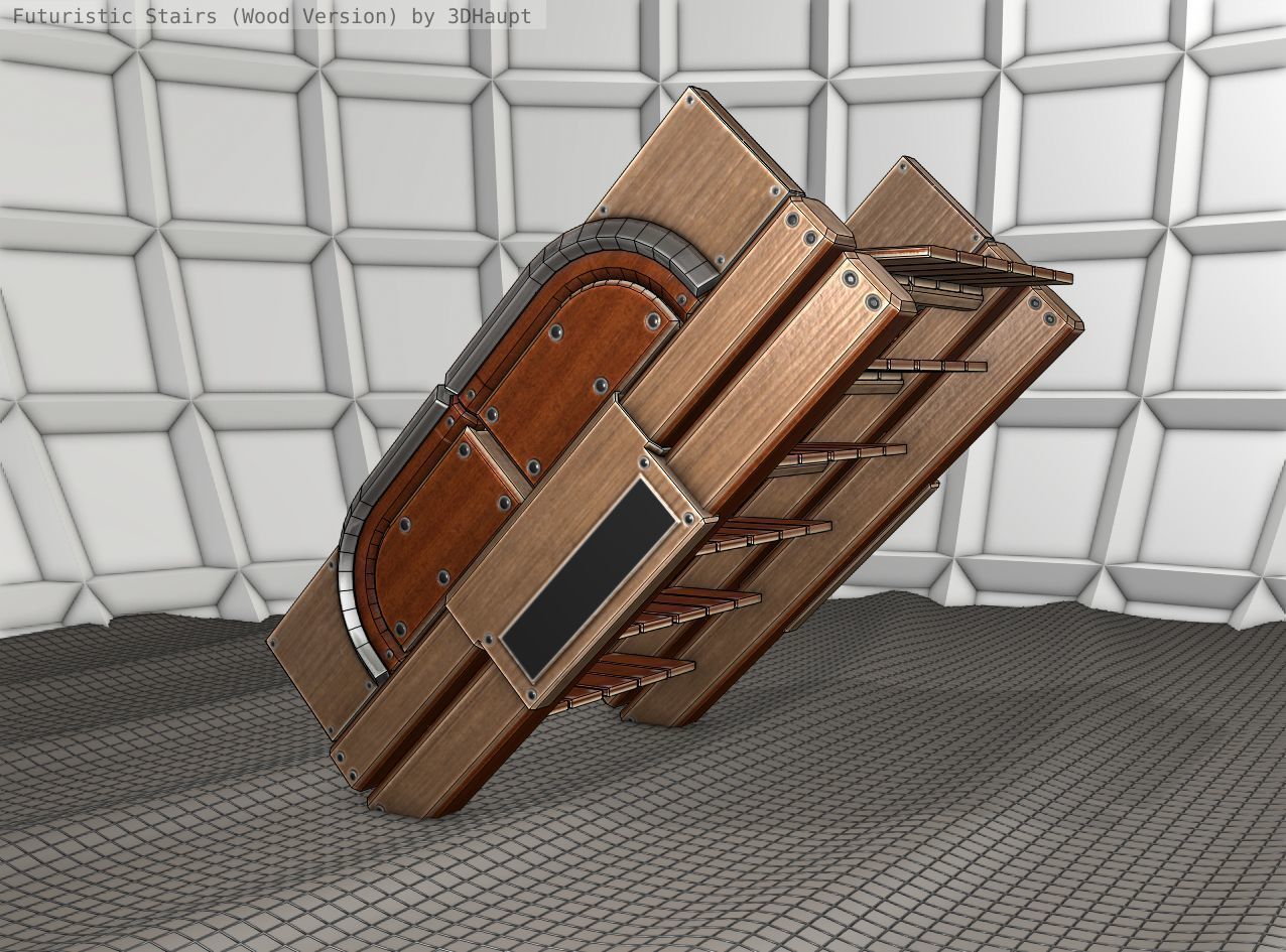 Wood Stairs Construction Element 23 Low-poly 3D model_10