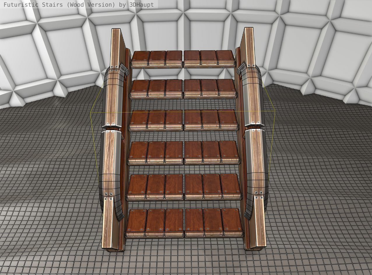 Wood Stairs Construction Element 23 Low-poly 3D model_7