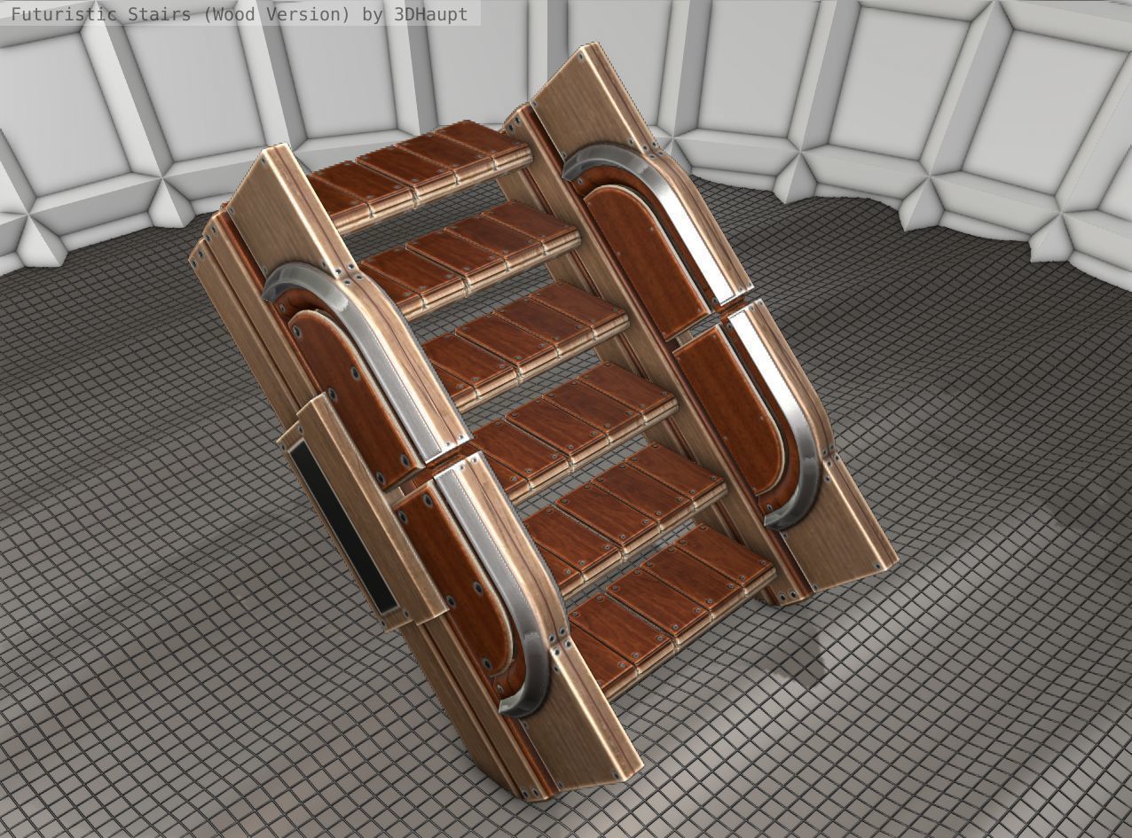 Wood Stairs Construction Element 23 Low-poly 3D model_6