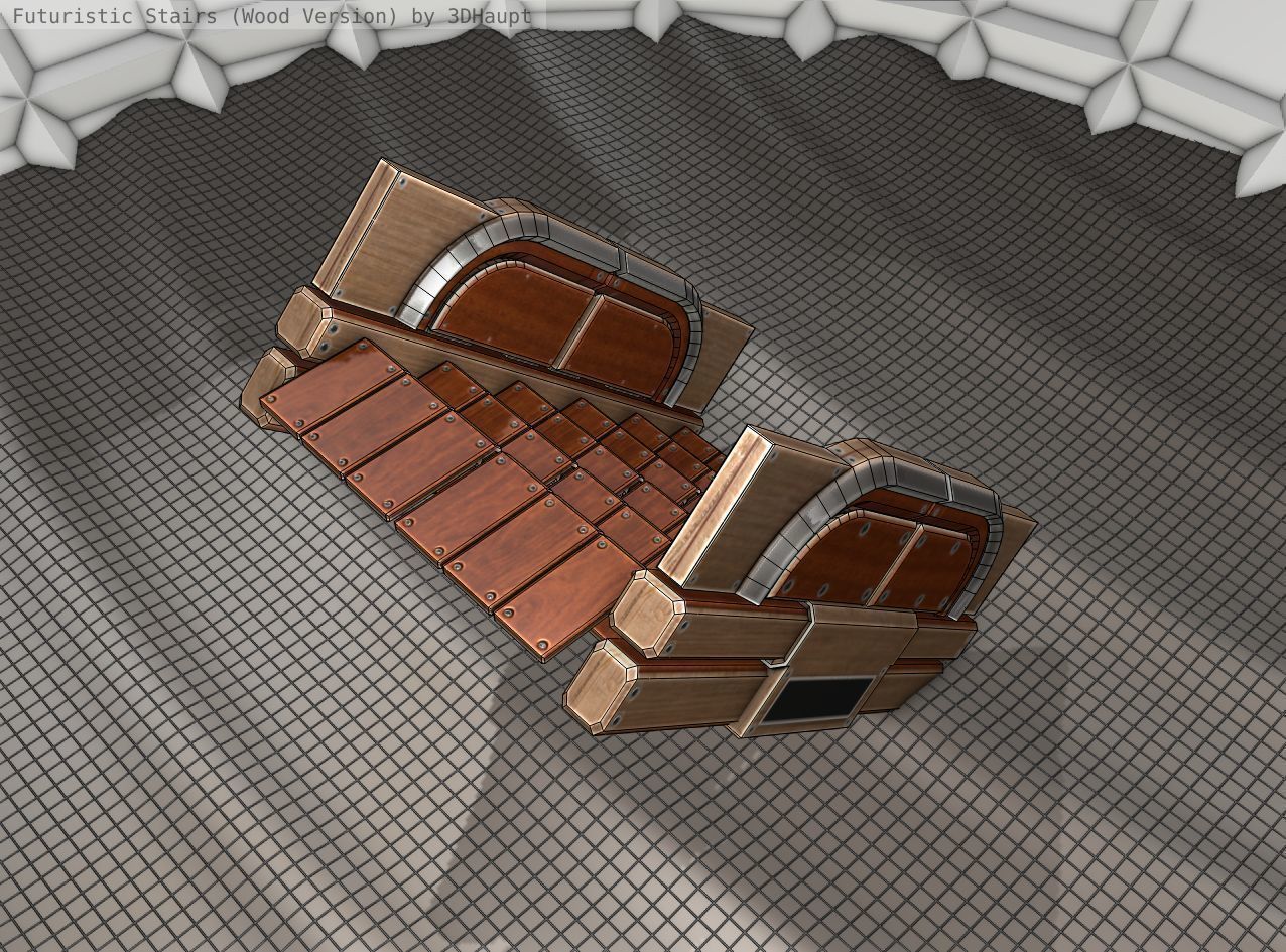 Wood Stairs Construction Element 23 Low-poly 3D model_18