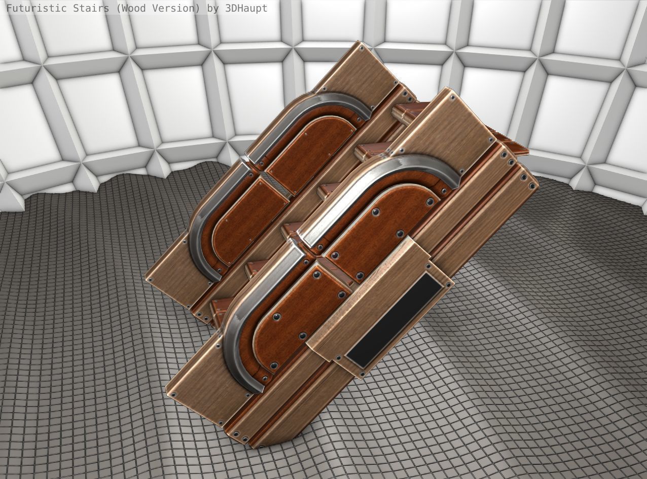 Wood Stairs Construction Element 23 Low-poly 3D model_24