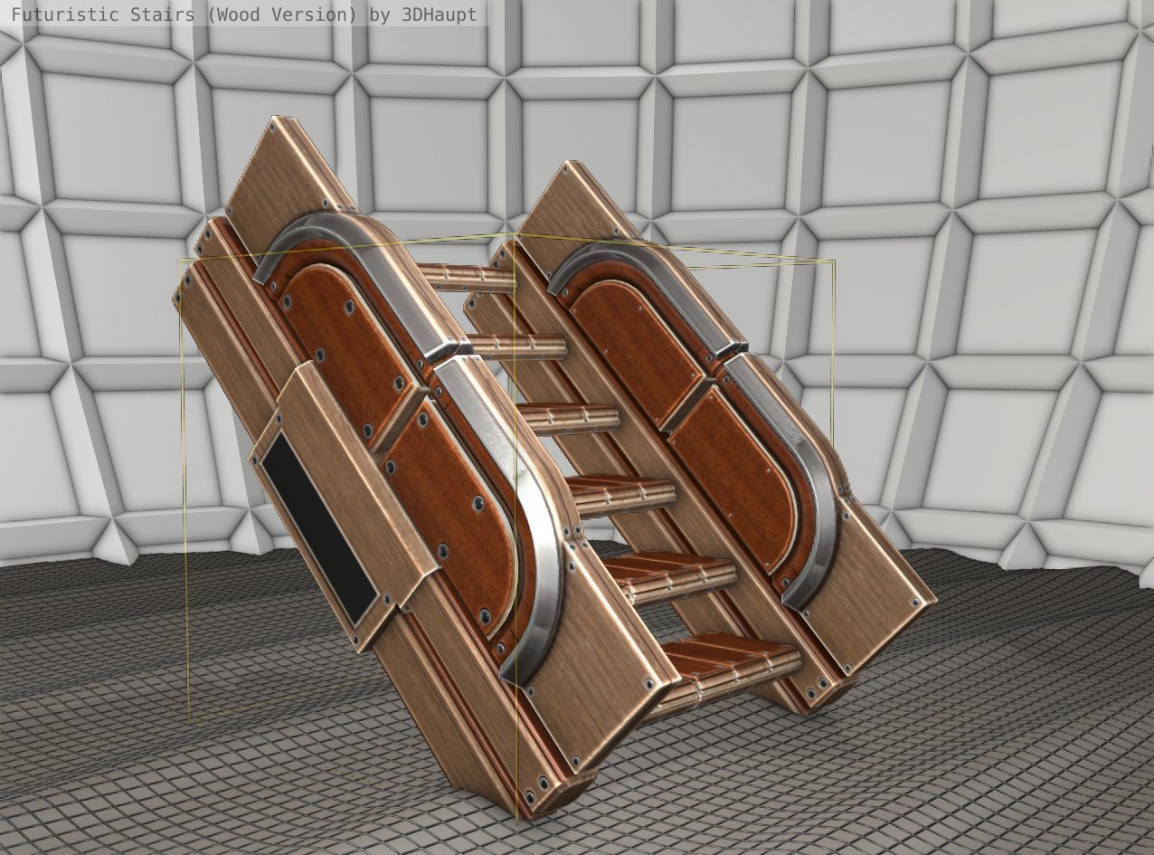Wood Stairs Construction Element 23 Low-poly 3D model_13