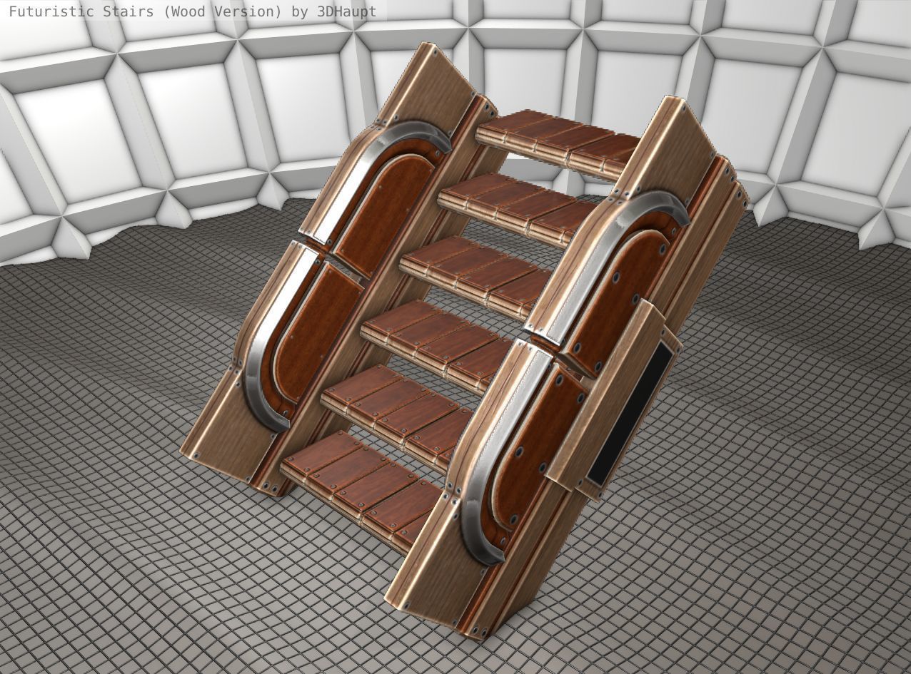 Wood Stairs Construction Element 23 Low-poly 3D model_8
