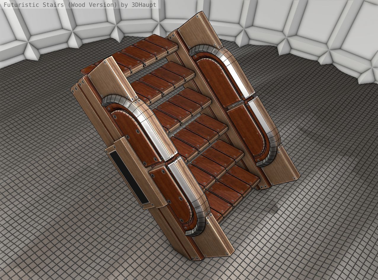 Wood Stairs Construction Element 23 Low-poly 3D model_20