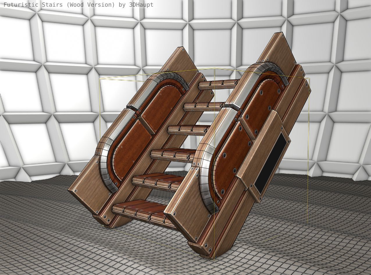 Wood Stairs Construction Element 23 Low-poly 3D model_9