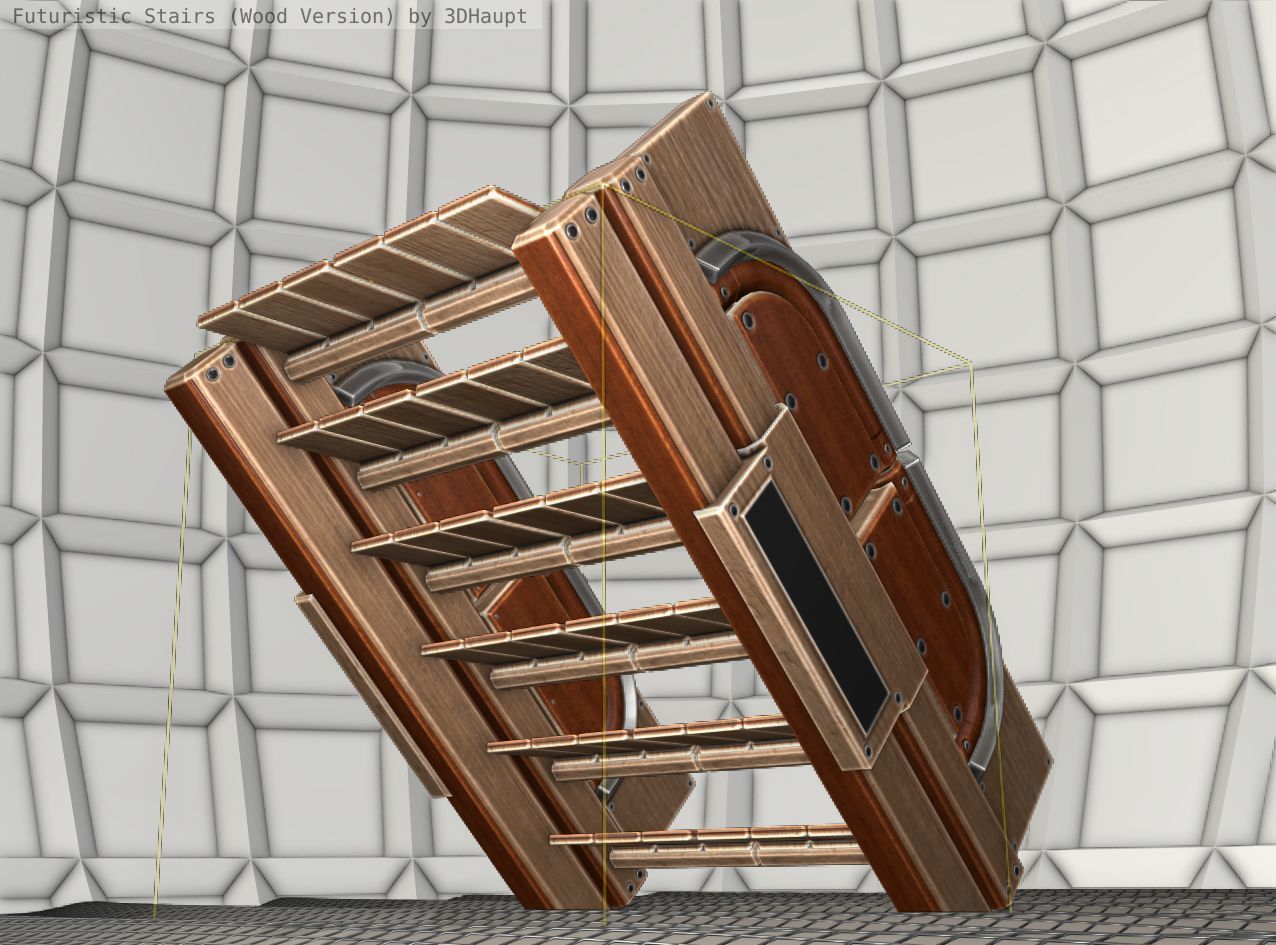 Wood Stairs Construction Element 23 Low-poly 3D model_21