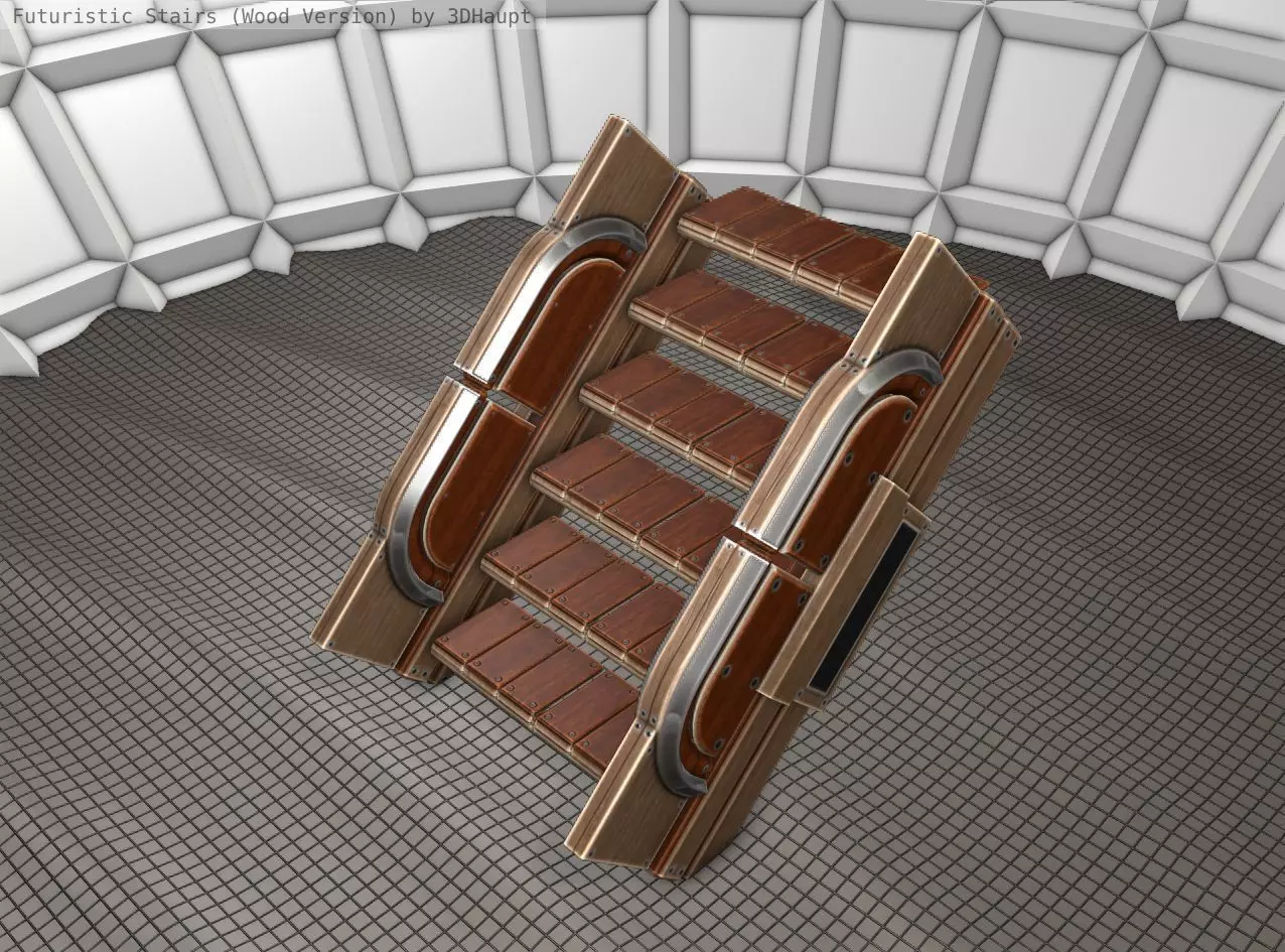 Wood Stairs Construction Element 23 Low-poly 3D model_0