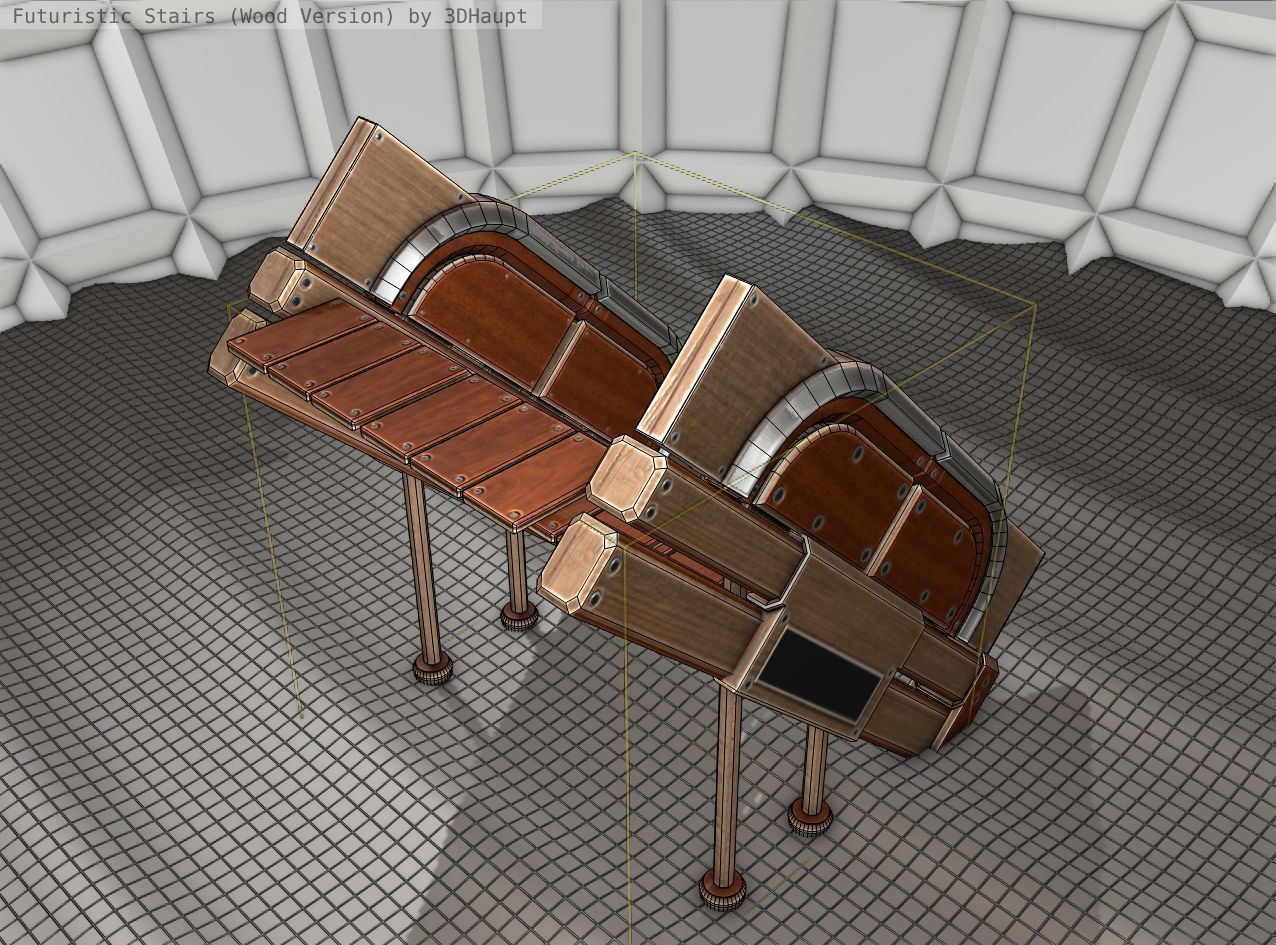 Wood Stairs - Construction Element 24 Low-poly 3D model_5