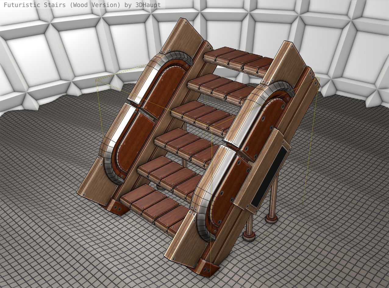 Wood Stairs - Construction Element 24 Low-poly 3D model_9