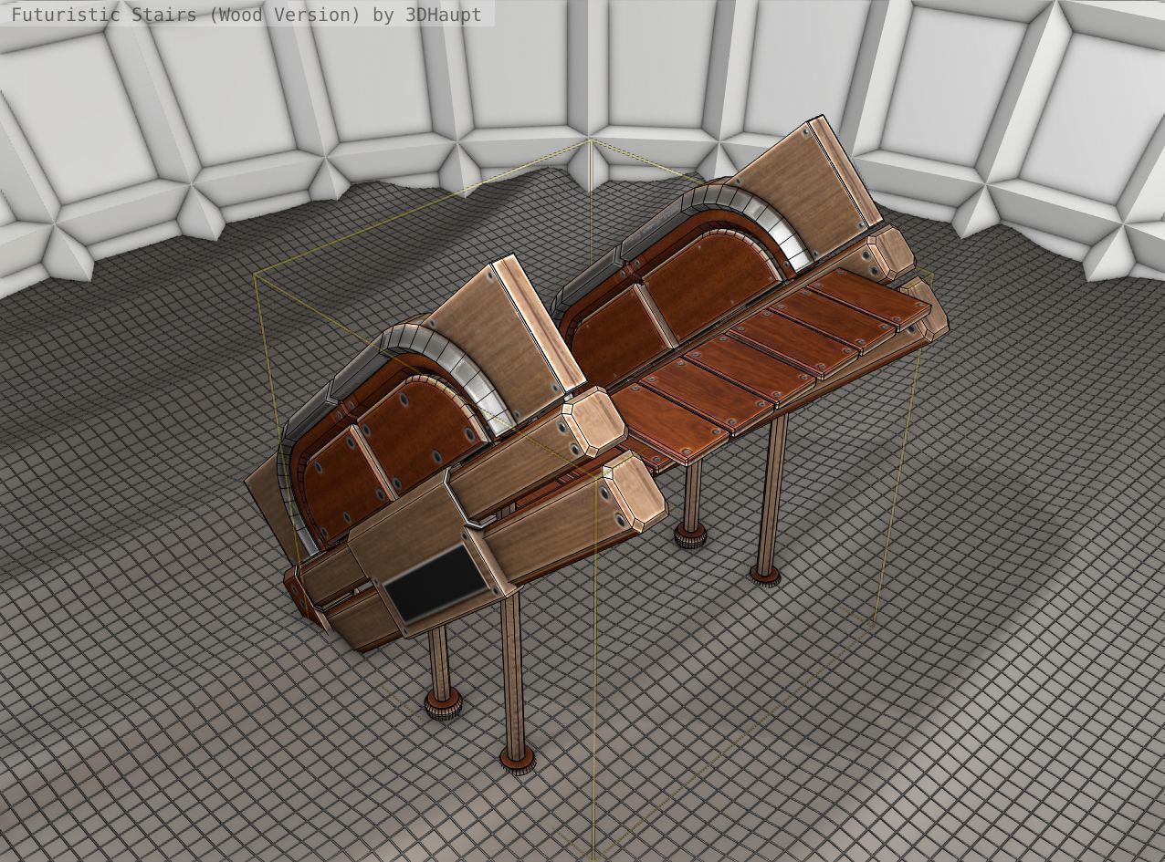 Wood Stairs - Construction Element 24 Low-poly 3D model_3