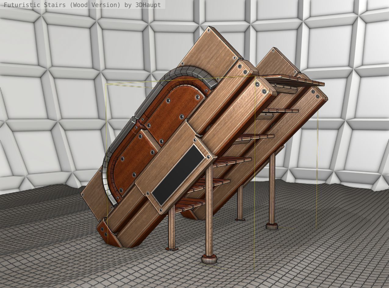 Wood Stairs - Construction Element 24 Low-poly 3D model_11
