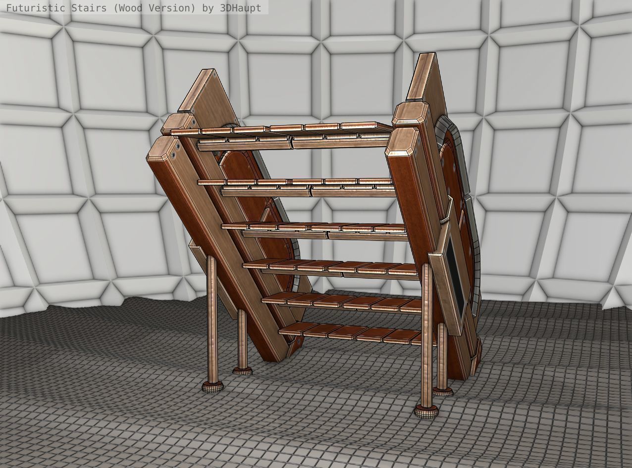 Wood Stairs - Construction Element 24 Low-poly 3D model_12