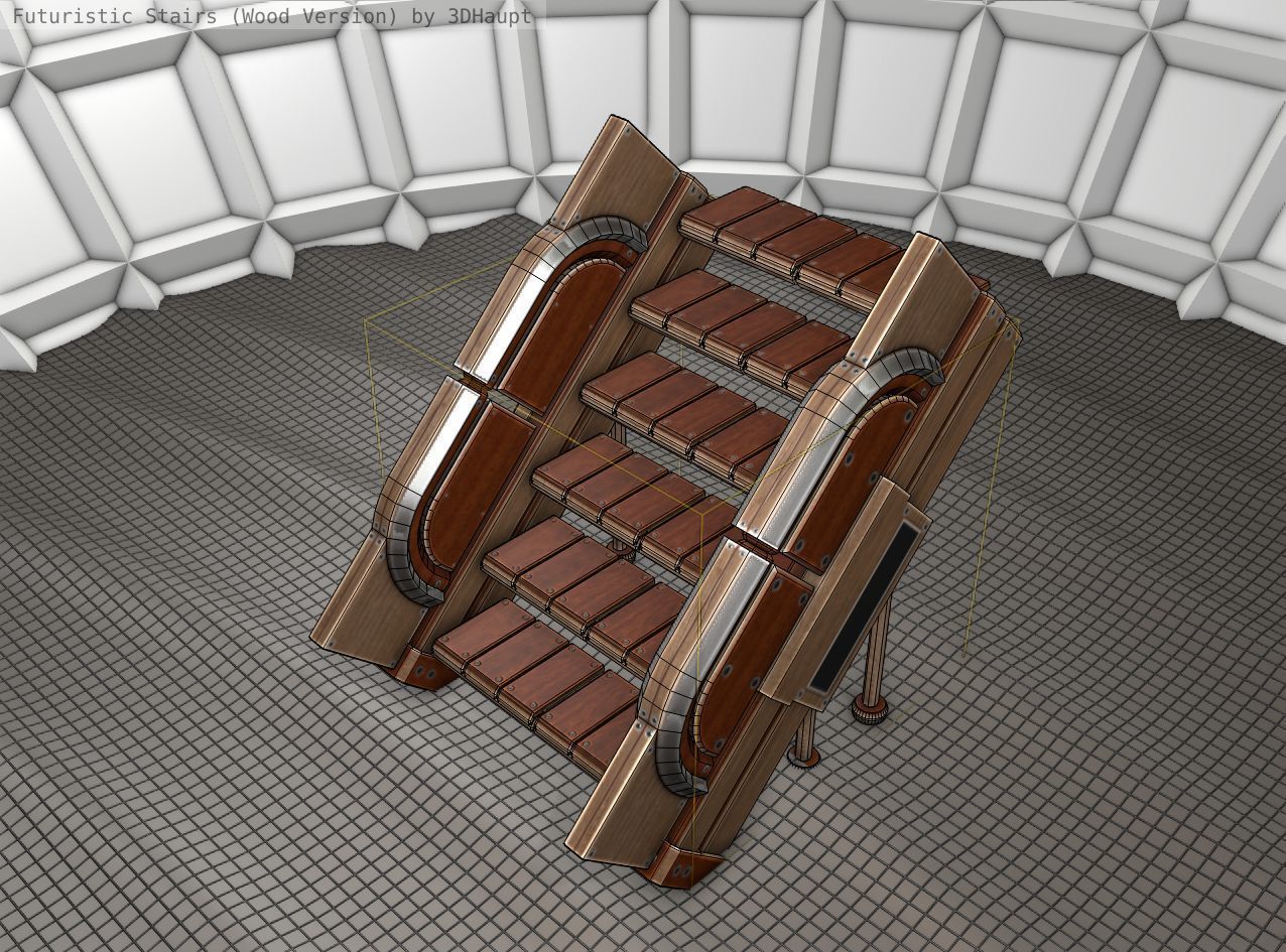 Wood Stairs - Construction Element 24 Low-poly 3D model_1