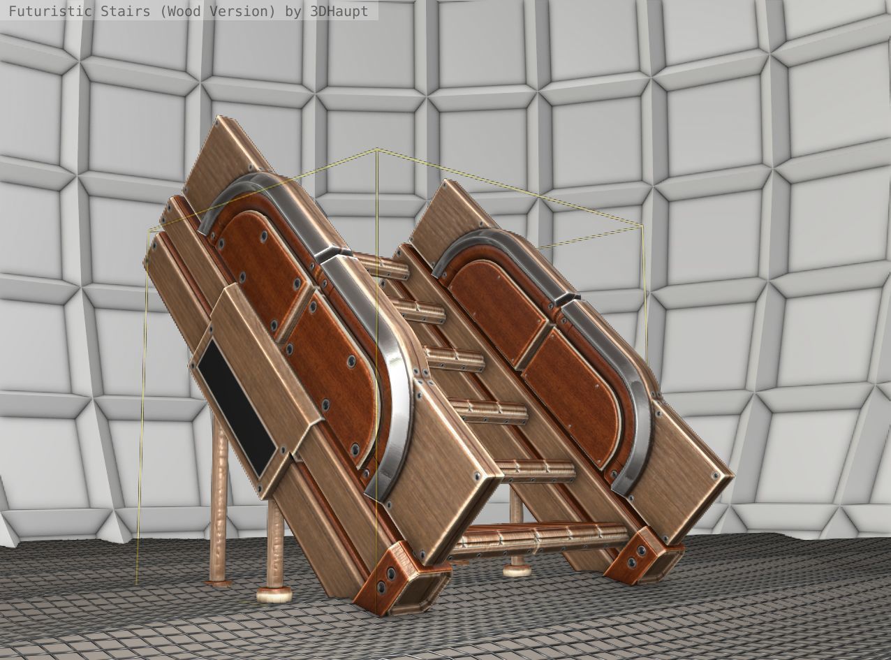 Wood Stairs - Construction Element 24 Low-poly 3D model_22