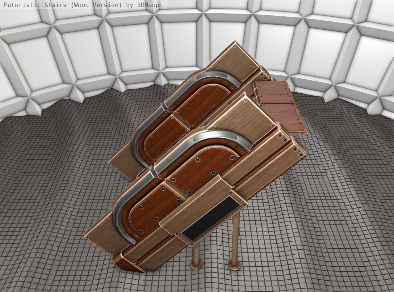 Wood Stairs - Construction Element 24 Low-poly 3D model_2