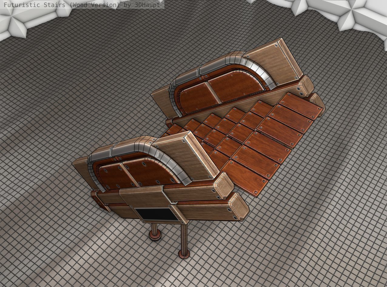 Wood Stairs - Construction Element 24 Low-poly 3D model_17