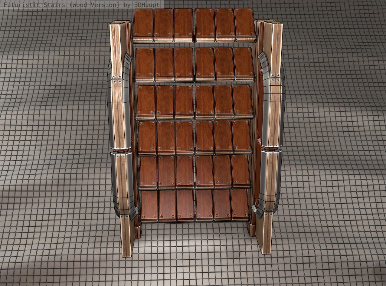 Wood Stairs - Construction Element 24 Low-poly 3D model_15