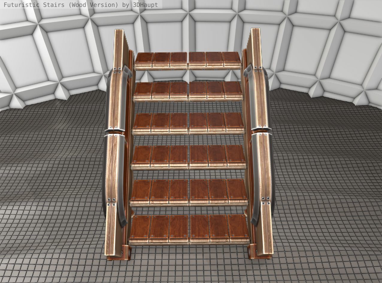 Wood Stairs - Construction Element 24 Low-poly 3D model_8