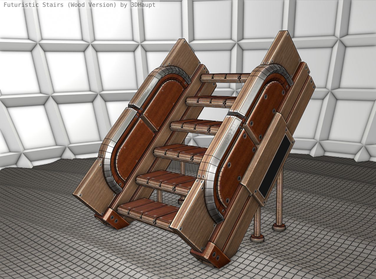 Wood Stairs - Construction Element 24 Low-poly 3D model_23