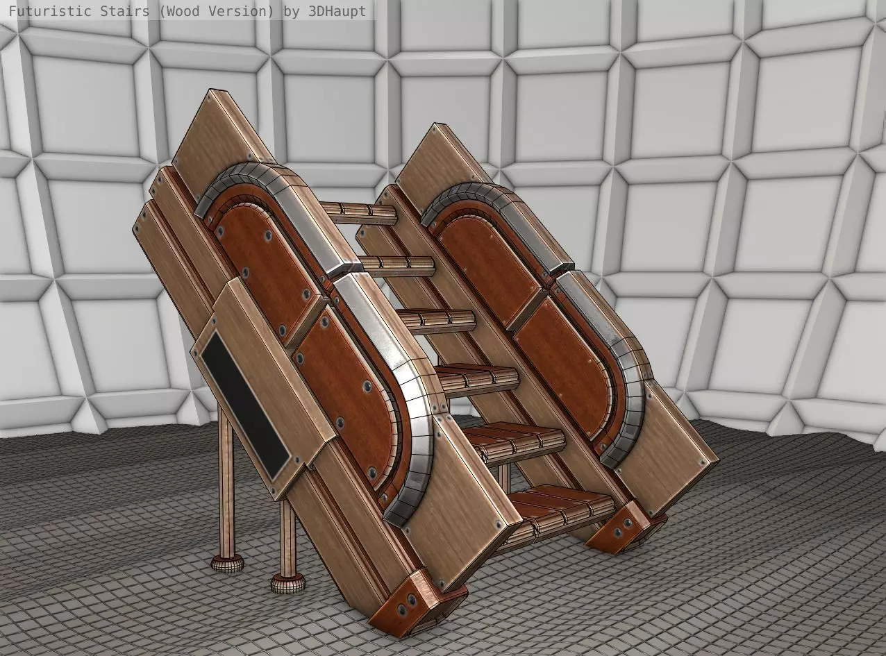 Wood Stairs - Construction Element 24 Low-poly 3D model_0