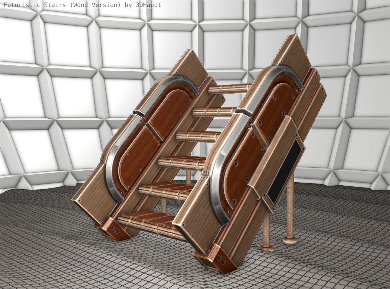 Wood Stairs - Construction Element 24 Low-poly 3D model_10