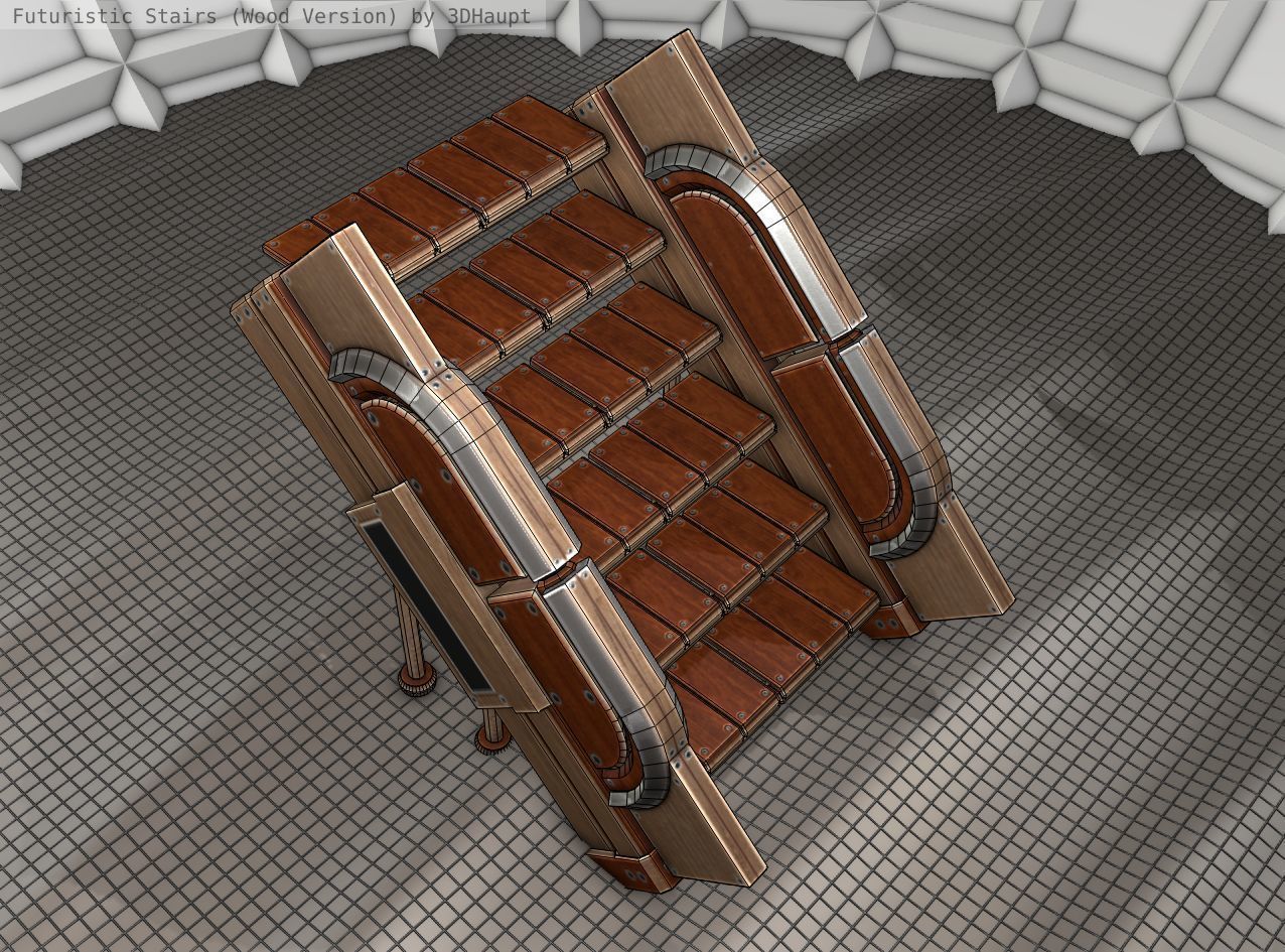 Wood Stairs - Construction Element 24 Low-poly 3D model_19
