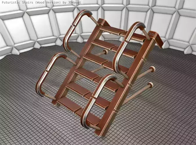 Wood Stairs - 28  Low-poly 3D model