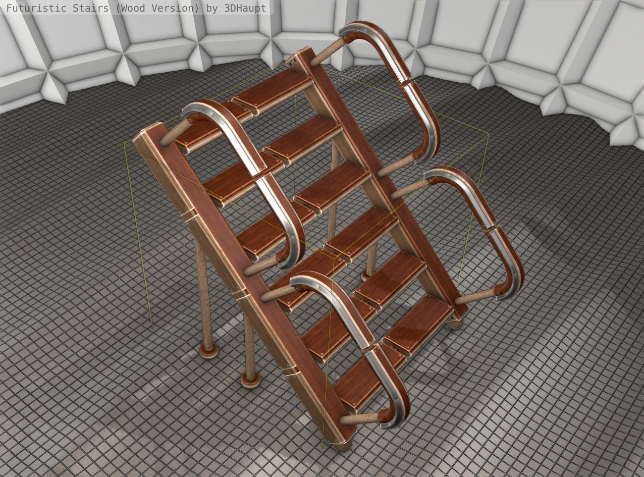 Wood Stairs - Construction Element 28 Low-poly 3D model_20