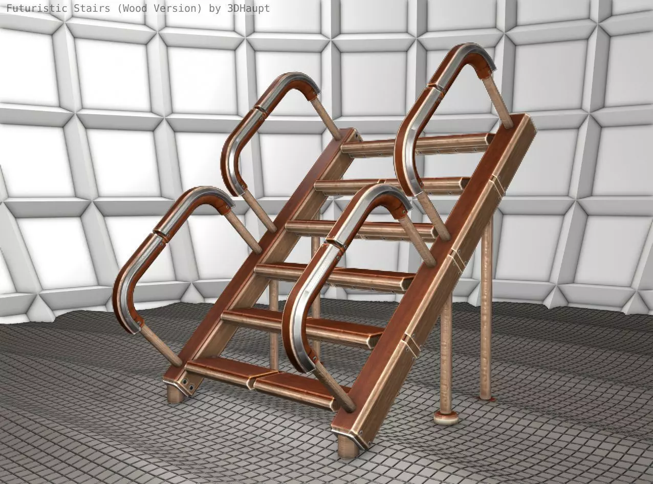 Wood Stairs - Construction Element 28 Low-poly 3D model_0