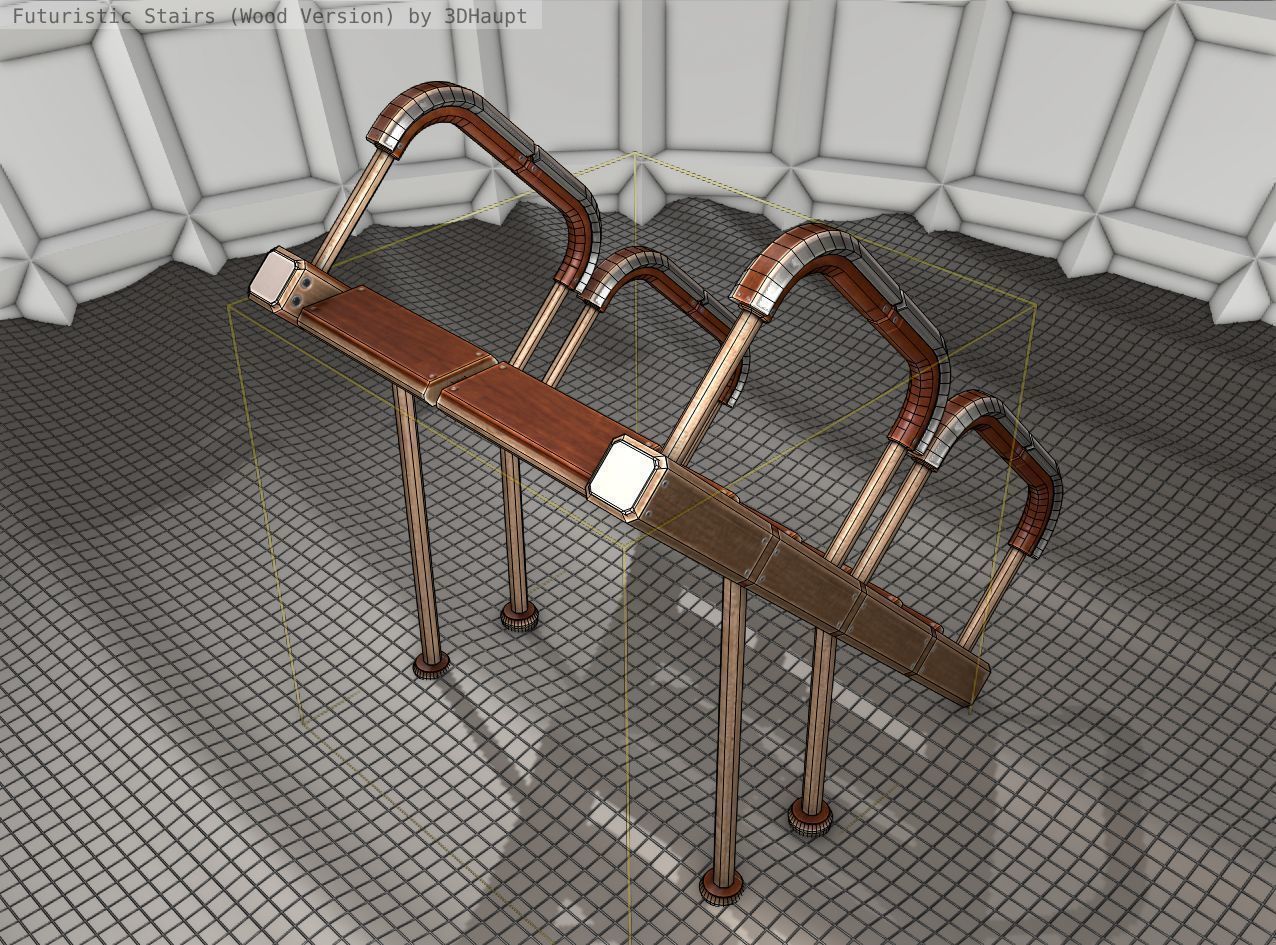 Wood Stairs - Construction Element 28 Low-poly 3D model_5