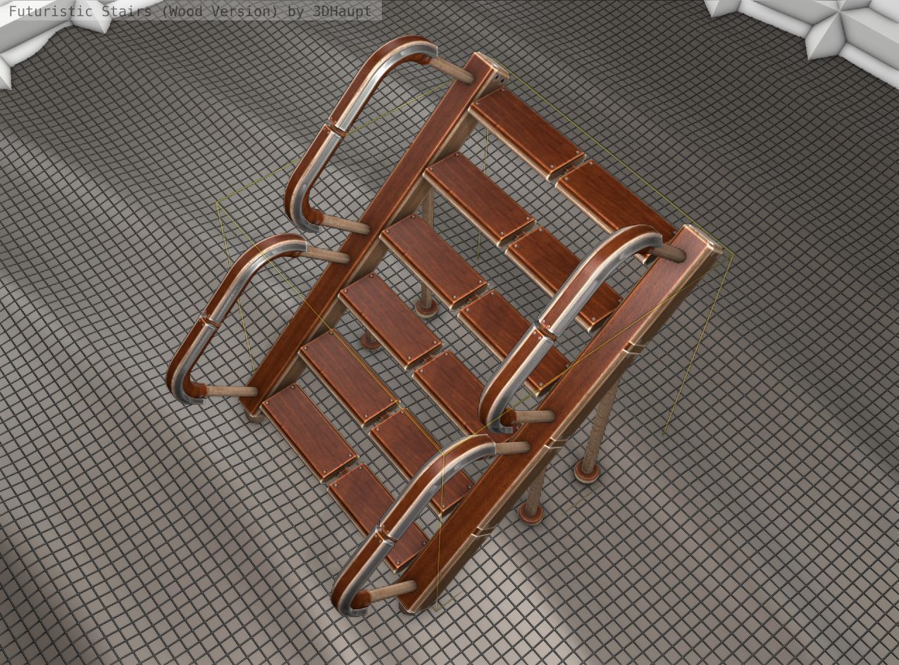 Wood Stairs - Construction Element 28 Low-poly 3D model_16