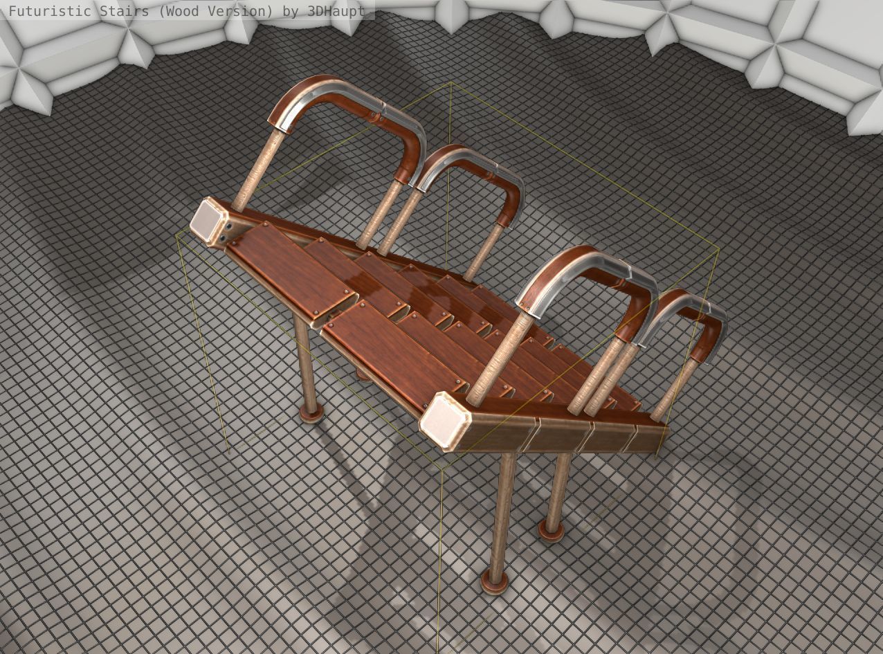 Wood Stairs - Construction Element 28 Low-poly 3D model_18