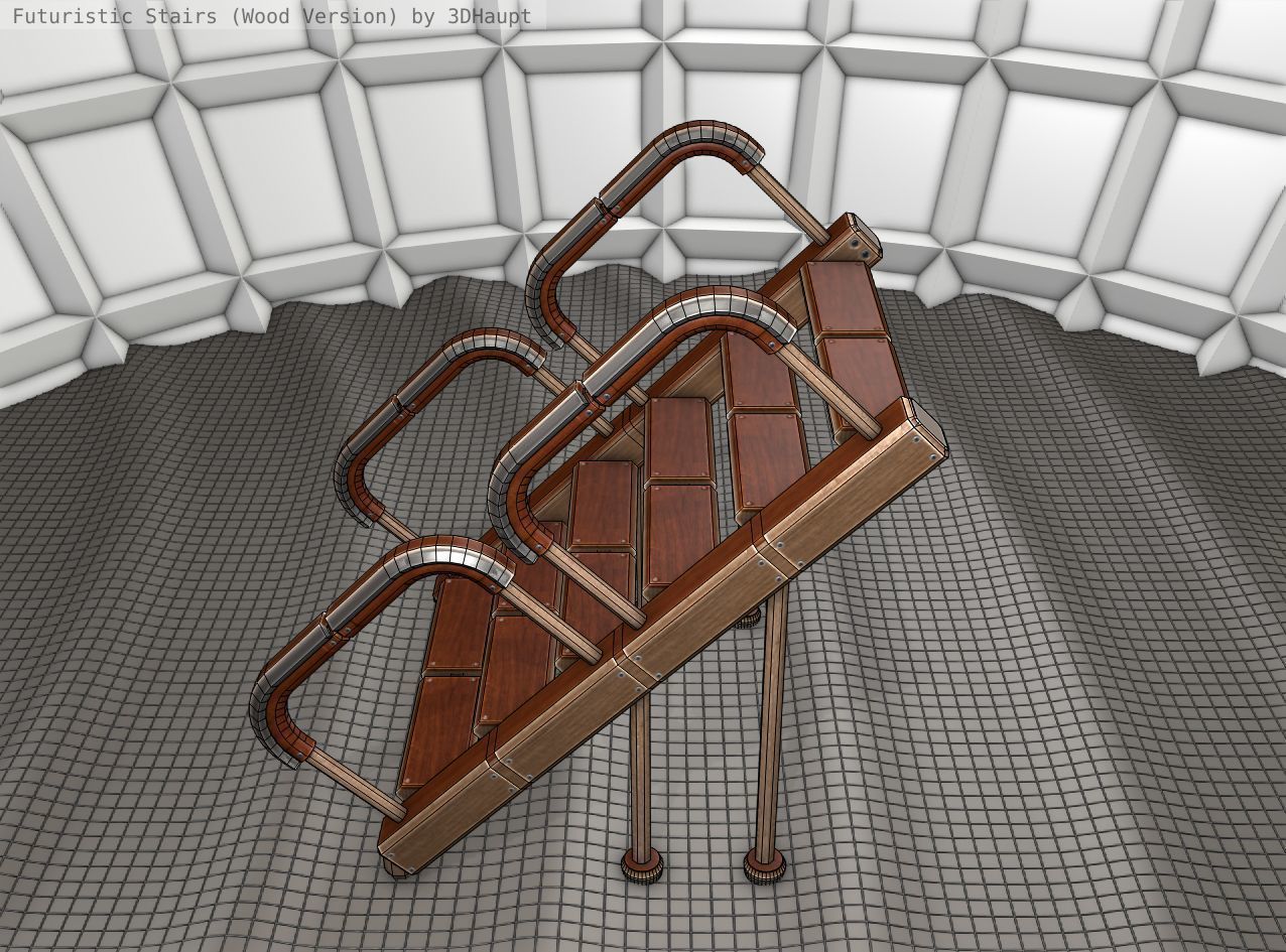 Wood Stairs - Construction Element 28 Low-poly 3D model_2