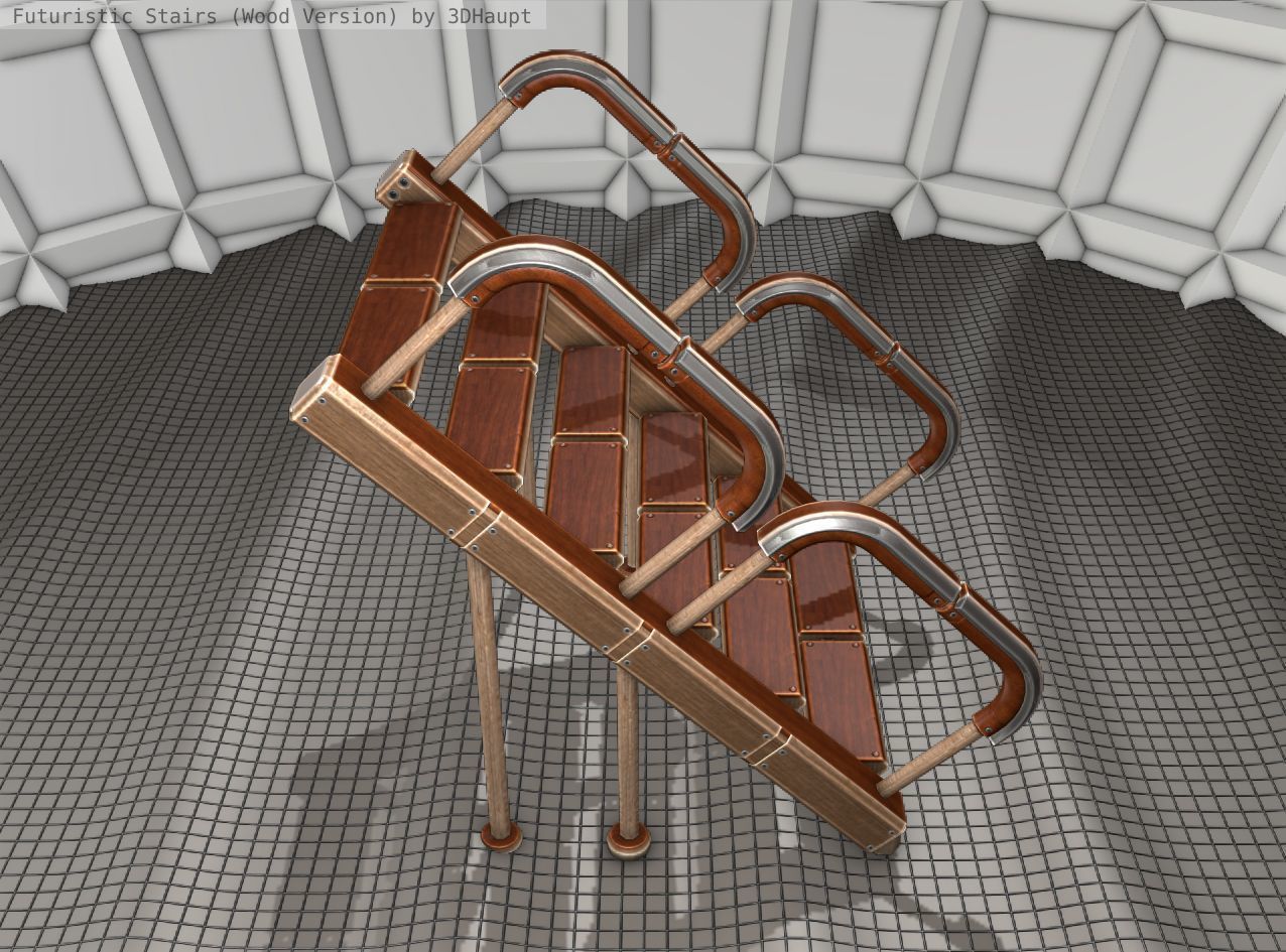 Wood Stairs - Construction Element 28 Low-poly 3D model_6