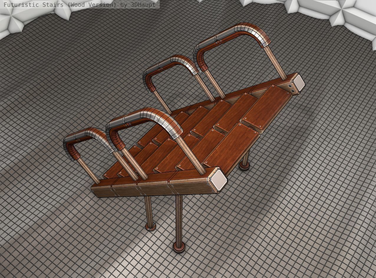 Wood Stairs - Construction Element 28 Low-poly 3D model_17